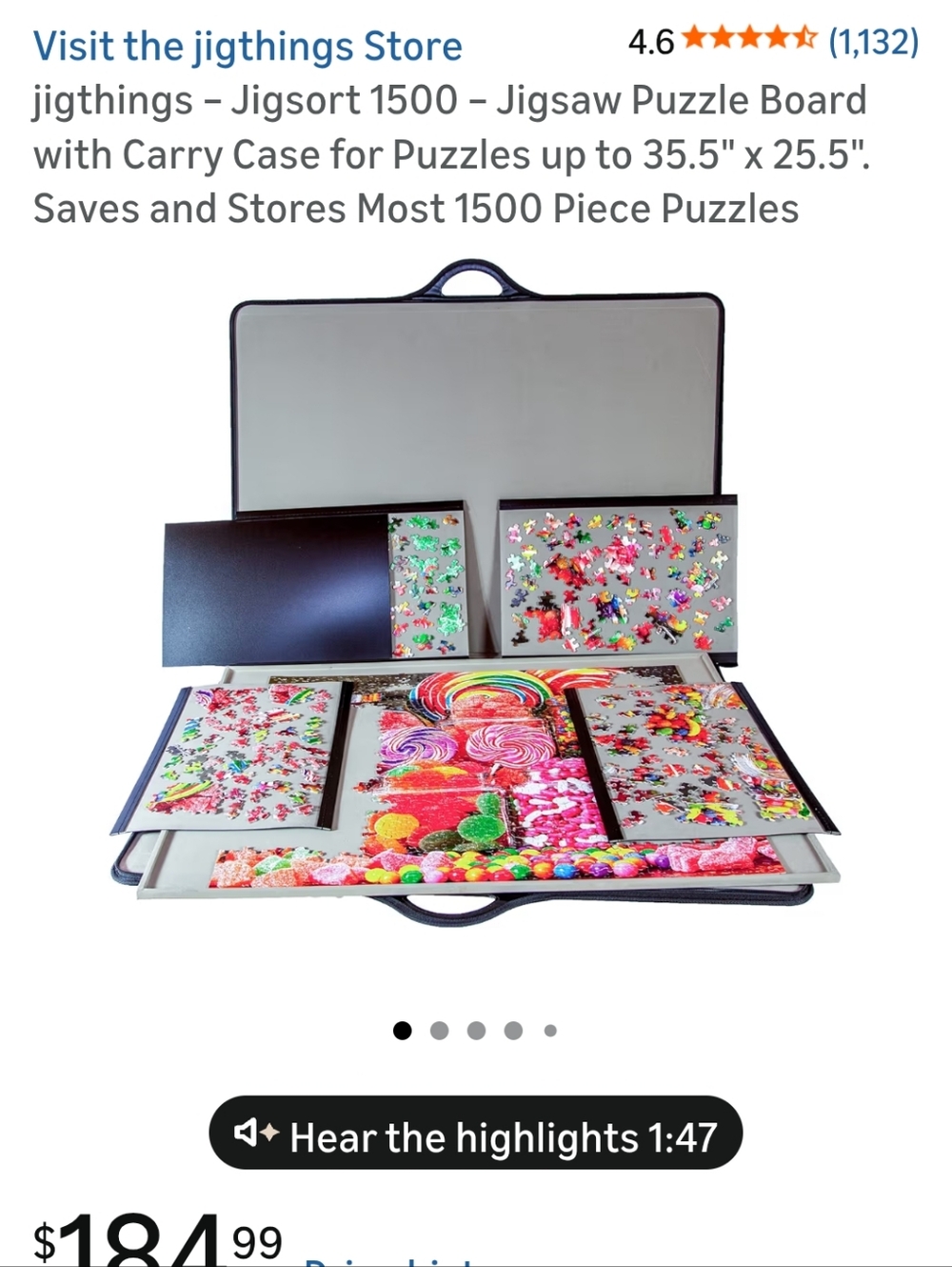 Jigsaw Puzzle Board with Carry Case - Gray/Black